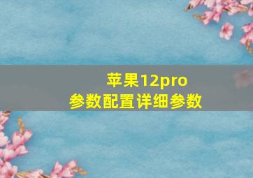 苹果12pro 参数配置详细参数